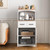 Kiwaou White Kitchen Pantry Cabinet with Microwave Stand and Drawer