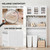 SUNNYFURN 71" Kitchen Pantry Cabinet with Microwave Stand & Trash Storage