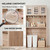 SUNNYFURN 71" Kitchen Pantry Cabinet with Microwave Stand & Trash Storage
