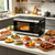 Countertop Microwave in Stainless Steel, Retro Microwave Steam Oven Air Fryer Toaster Multifunctional Control Defrosting Settings LED Display Viewing Window Bake Broil Reheat Kitchen Room