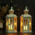 2Pcs Decorative Candle Lanterns Metal Candleholder White with Gold Brush Home Decor