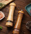 Easily Adjustable Manual Salt And Pepper Grinder Set With Wood Tray, Wooden Adjustable Coarseness Keeps grind Fresh(A)