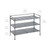 3-Tier Stackable 1" Slat Steel Frame Shoe Rack, 27.25"W x 12.75"D, Ash Gray
