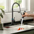 VIDEC Touch On Kitchen Faucet, 3 Modes Pull Down Sprayer, Sensor Activated, Ceramic Valve,LED Temperature Control, 360-Degree Rotation, 1 or 3 Hole Deck Plate. 10-Year Warranty. (Black,KW-66R)