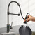 VIDEC Touch On Kitchen Faucet, 3 Modes Pull Down Sprayer, Sensor Activated, LED Temperature Control, 360-Degree Rotation, 1 or 3 Hole Deck Plate. 10-Year Warranty.(Black/Brushed Nickel,KW-66NR)
