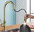 VIDEC Touch-Less Kitchen Faucet, 3 Modes Pull Down Sprayer, Touch-Less Sensor Activated, LED Temperature Control, 360-Degree Rotation,1 or 3 Hole Deck Plate. 10-Year Warranty.(Matte Gold, KW-78J)