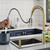 VIDEC Touch On Kitchen Faucet, 3 Modes Pull Down Sprayer, Touch On Sensor Activated, LED Temperature Control, 360-Degree Rotation,1 or 3 Hole Deck Plate. 10-Year Warraty. (Brushed Gold, KW-70J)