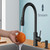 VIDEC Touch-Less Kitchen Faucet, 3 Modes Pull Down Sprayer, Touch-Less Sensor Activated, LED Temperature Control, 360-Degree Rotation,1 or 3 Hole Deck Plate. 10-Year Warranty.(Black Steel, KW-78R)