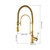 PENGKTXXY den Plated Kiten Faucet Swivel Vessel Sink Faucet W/Pull Down 2 Ways Spring Spray Nickel Brushed Washbasin Mixer Tap,den Plated