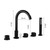 ZOCWJK Bath Taps Black 5 Hole Bath Shower Mixer Tap 360 Swivel Spout Shower Head and Hose Set for Bath Taps,Chrome