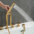 POLGDW Bathtub Faucet 5 Hole Shower Bath Mixer Taps Deck with Pull Out Shower Head & Hose, Foldable Mixer Tap 360 Degree Rotating Tap Gold