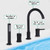 ZOCWJK Bath Shower Mixer Tap Black 3 Hole Bath Tap Set 360 Swivel Spout Single Lever Mixer Tap Bathroom Mixer Tap with Shower,Black
