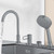ZOCWJK 3 Hole Bath Shower Mixer Black Bath Mixer Taps with Shower Single Lever Bath Tap Shower Head and Hose Set,Grey