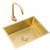 Brushed Gold Stainless Steel Undermount Kitchen SinkSquare BuiltIn Design with Faucet and Drain for Modern Home Décor