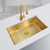 Brushed Gold Stainless Steel Undermount Kitchen SinkSquare BuiltIn Design with Faucet and Drain for Modern Home Décor