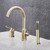 ZOCWJK Bath Shower Mixer Tap Black 4 Hole Deck Mounted Bath Taps Bathroom Hot Cold Water Tap Mixer Shower,Brushed Gold