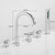 5 Hole Bath Tap Black Bathtub Tap Deck Mounted Bath Shower Mixer Tap 360 Rotating Double Lever Tap,Black
