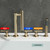 ZOCWJK Bath Taps Black Deck Mounted Bath Mixer Tap Rotating Tap Double Lever Pull Out Tap Shower Attachment for Bath Taps,Brushed Gold