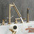 ZOCWJK Bath Taps Black Deck Mounted Bath Mixer Tap Rotating Tap Double Lever Pull Out Tap Shower Attachment for Bath Taps,Brushed Gold