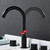 ZOCWJK 5 Hole Bath Tap Black Bath Mixer Taps with Shower 360 Rotating Tap Double Bath Taps Lever Bathroom Mixer Tap with Shower,Black+Gold