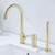 ZOCWJK 3 Hole Bath Mixer Tap Black Shower Head and Hose Set for Bath Taps Bathroom Hot Cold Water Tap Mixer Shower,Brushed Gold