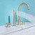 ZOCWJK Bath Shower Mixer Tap Black 4 Hole Bath Tap 360 Swivel Spout Bathtub Faucet Double Lever Mixer Tap,Brushed Gold