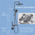 JIANSMZ Black Gold Shower Fixtures Shower Faucets Sets Button 4 Function Metal Wall Mount Exposed Shower System