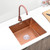 Square Sink Middle Island Sink Handmade Large Single Sink - Premium Kitchen Sink with Large Curved Faucet for Under the Counter - Ideal for Balcony