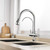 PENGKTXXY Kiten Faucet 3 in 1 Teltable Hot and Cold Pure Water 360 ° Rotation Single Hole Faucets for Kiten Sinks-Black (Color : Cromo)