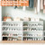 Zuyachuza 2-Tier White Shoe Rack Organizer, Wooden Shoe Shelf for Closet, Stackable Metal Wood Combination Small Shoe Racks Shelves for Closets, Entryway,Small Space,Hallway,Bedroom,Bathroom