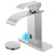 Herogo Touchless Bathroom Sink Faucet, Automatic Sensor Brushed Nickel Waterfall Stainless Steel Bathroom Faucet with Brass Pop Up Drain for Vanity RV Lavatory Farmhouse