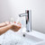Automatic Sensor Touchless Bathroom Faucet, Waterfall Single Hole Bathroom Sink Faucet Stainless Steel, Hands Free Motion Sensor Lavatory Faucet with Hole Cover Plate (Regular Version, Black)