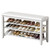 Taitiy Shoe Bench with 3 Tier Adjustable Shelves Rubberwood Entryway 39.4''