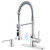Herogo Touchless Kitchen Faucets with Soap Dispenser, Motion Sensor Activated Commercial Stainless Steel Sink Faucets with Pull Down Sprayer for Vanity RV, Brushed Nickel