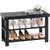 Apicizon Bamboo Shoe Rack Bench, 3-Tier Entryway Organizer, Black