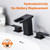 RUITHOE LED Bathroom Faucet 3 Hole, Matte Black Waterfall Bathroom Faucets, 8 Inch Widespread Modern Bathroom Sink Faucet & Parts, Wide Spread Touch On Three Hole 2 Handle Bath Vanity Faucet Mixer