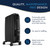 DeLonghi Dragon Digital Oil Filled Radiator Heater, 1500W Electric Space Heater for indoor use, programmable timer, Energy Saving, full room heater with safety features TRD40615EBK, 16"x10"x26", Black