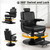 KIIUMI Retro Barber Chair, All Black Salon Chair with Metal Frame, Wide Seat Cushion and Removable Headrest, Professional Hairdresser Chair for Braiding and Styling Services