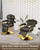 Baasha Black Gold Reclining Barber Chair, Adjustable Backrest with Soft PU Leather Seat, Chrome Base, Removable Headrest, 360° Swivel, 440 lbs Capacity