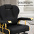 Baasha Black Gold Reclining Barber Chair, Adjustable Backrest with Soft PU Leather Seat, Chrome Base, Removable Headrest, 360° Swivel, 440 lbs Capacity