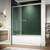 ELEGANT 58 1/2 in.- 60 in.W x 62 in. H Bypass Sliding Tub Shower Doors with 1/4 in. Clear Glass, Tub Glass Shower Door, Brushed Nickel Finish