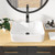 Kichae 19"x15" Rectangle Bathroom Vessel Sink with Faucet Combo Porcelain Ceramic White Vanity Sink Above Counter Modern Sink with Faucet Hole for Lavatory, Hotel Art Basin, Home Washing Basin