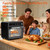 WAA Air Fryer Toaster Oven, 19 QT Air Fryer Toaster Oven Combo, 12-in-1 Digital Countertop Natural Convection Roast Bake Dehydrate and Reheat 1400W Stainless Steel, Black