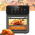 15l Large Air Fryer Toaster Oven Combo, Multi-Function Convection Oven, 1350w Smart Visual Air Fryer, Oil-Free Fryer With 10 Presets, Time And Temperature Adjustable, Led Touch Screen,DarkGrey
