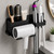 3-in-1 Black Wall Mounted Metal Hair Dryer Holder Bathroom Organizer Salon