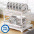 2 Tier Dish Drying Rack with Drainboard Set, Knife Holder and Cup Holder, Foldable Dish Rack Beside Sink for Kitchen and Living Room
