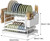 2 Tier Dish Drying Rack with Drainboard Set, Knife Holder and Cup Holder, Foldable Dish Rack Beside Sink for Kitchen and Living Room