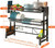 Carbon Steel 2-Tier Dish Drying Rack Over Sink,Retractable Kitchen Drainer with Cutlery Rack,Hooks,Black