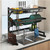 Over the Sink Dish Drying Rack Stainless Steel Drainer Shelf Kitchen Counter Organizer with 6 Hooks Black-A