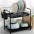 Double-Layer Dish Drying Rack with Cutlery Holder for Kitchen Countertops